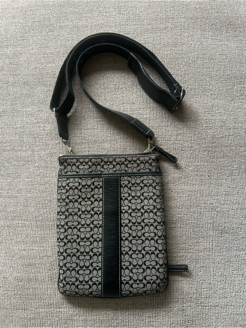 Coach Monogram Messenger Crossbody in Gray and Black